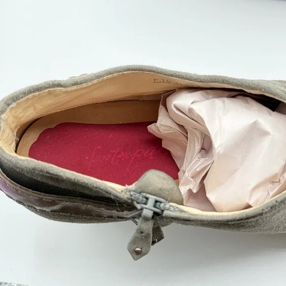 Cole Haan Nadia D32759 Gray‎ Suede Buckle Heel Ankle Booties Side Zip Womens 9.5 - Picture 7 of 8